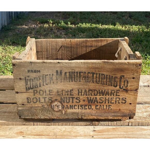 VTG Kortick Pole Line Hardware Wooden Advertising Crate San Francisco California - Picture 3 of 7